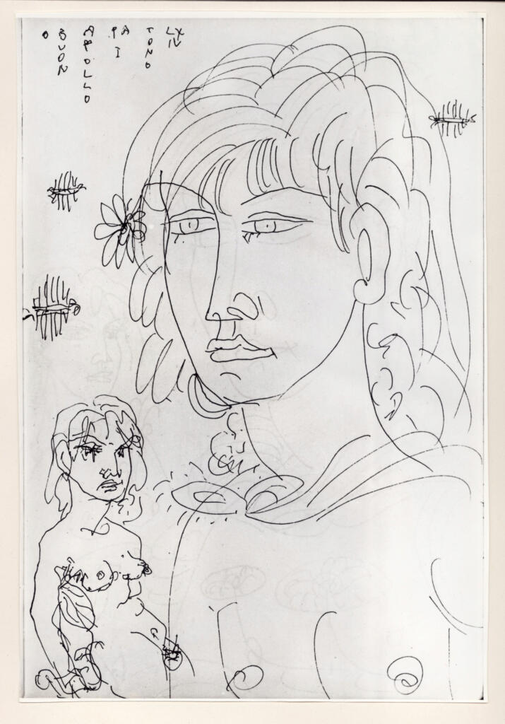 Università di Pisa. Dipartimento di Storia delle Arti , Zancanaro, Antonio - sec. XX - "Divina Commedia": quaderno B, foglio 66 recto: "O buon Apollo" , fronte