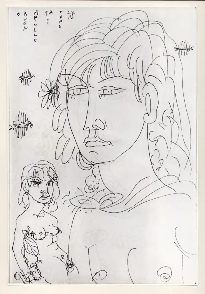 Universit&agrave; di Pisa. Dipartimento di Storia delle Arti , Zancanaro, Antonio - sec. XX - "Divina Commedia": quaderno B, foglio 66 recto: "O buon Apollo" , fronte