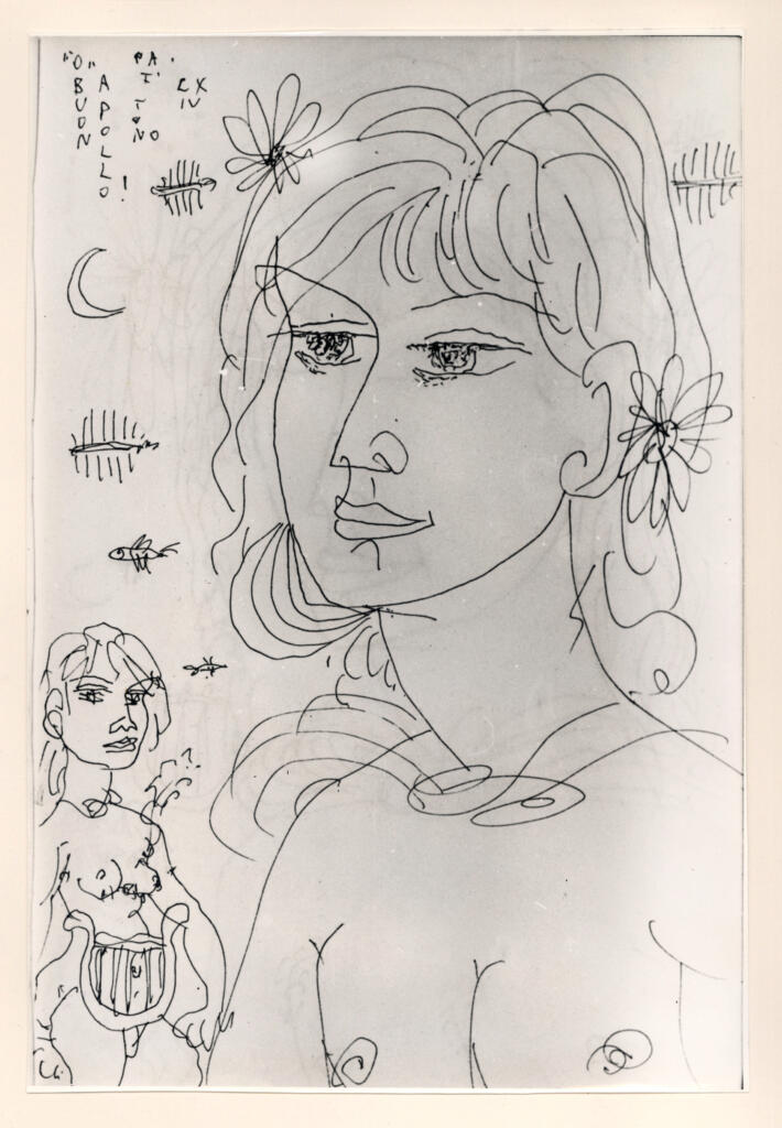 Università di Pisa. Dipartimento di Storia delle Arti , Zancanaro, Antonio - sec. XX - "Divina Commedia": quaderno B, foglio 63 recto: "O buon Apollo" , fronte