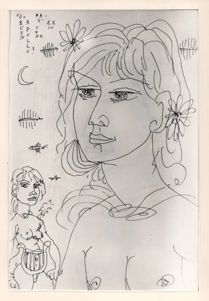 Universit&agrave; di Pisa. Dipartimento di Storia delle Arti , Zancanaro, Antonio - sec. XX - "Divina Commedia": quaderno B, foglio 63 recto: "O buon Apollo" , fronte