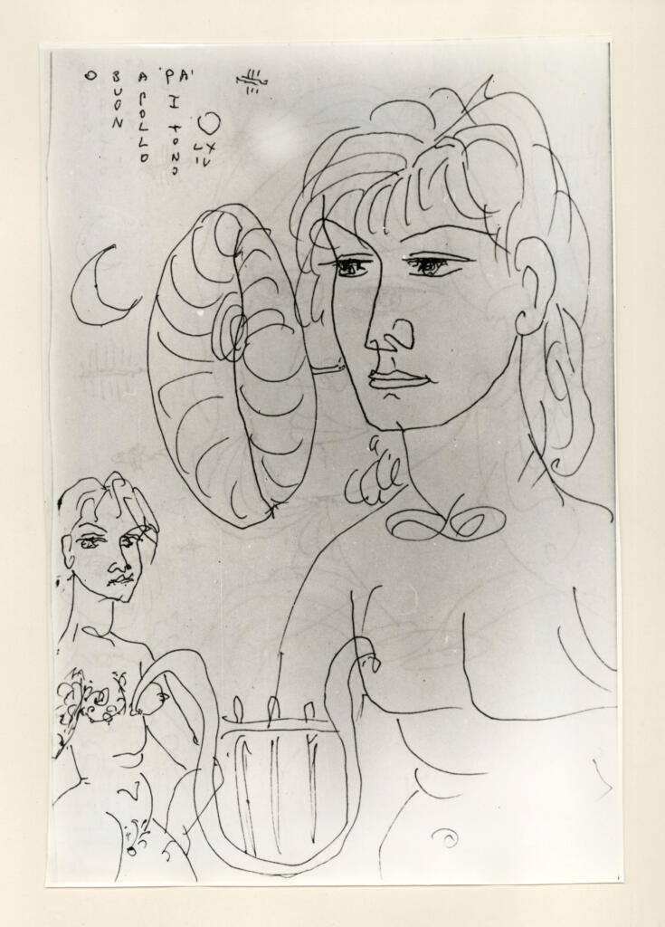 Università di Pisa. Dipartimento di Storia delle Arti , Zancanaro, Antonio - sec. XX - "Divina Commedia": quaderno B, foglio 62 recto: "O buon Apollo , fronte