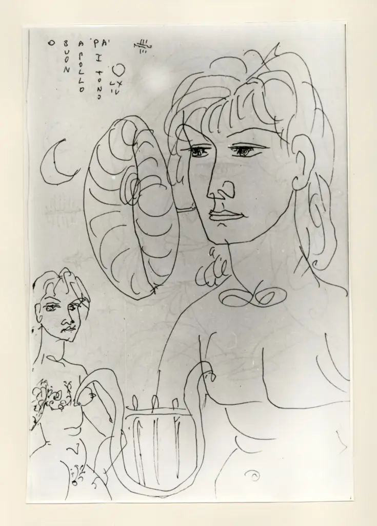 Universit&agrave; di Pisa. Dipartimento di Storia delle Arti , Zancanaro, Antonio - sec. XX - "Divina Commedia": quaderno B, foglio 62 recto: "O buon Apollo , fronte