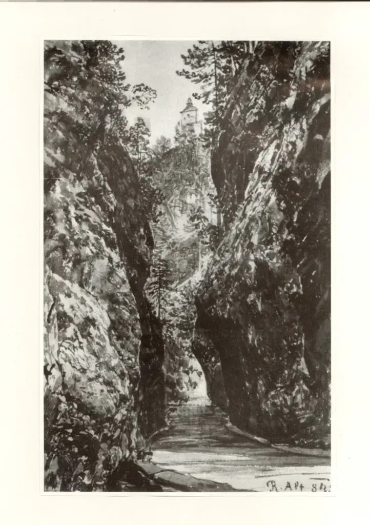 Anonimo , Alt, Rudolf - sec. XIX - Die lange Br&uuml;cke bei Gutenstein , fronte