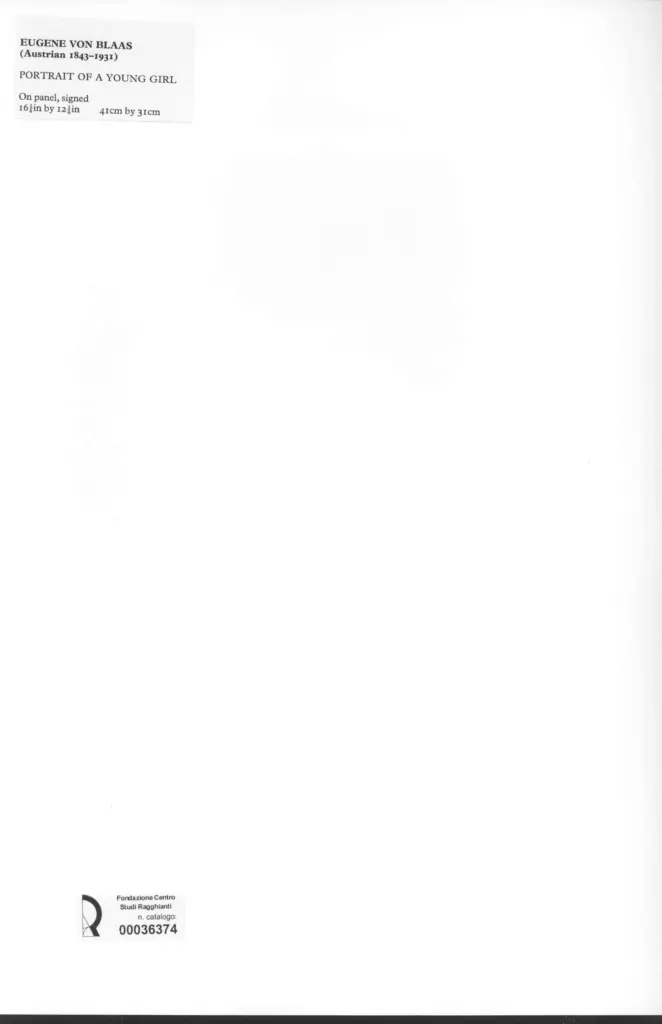 Anonimo , de Blaas, Eugene - sec. XIX/ XX - Portrait of a young girl , retro