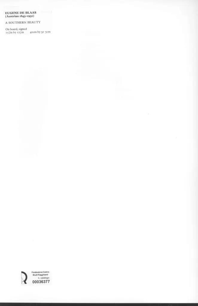Anonimo , de Blaas, Eugene - sec. XIX/ XX - A Southern Beauty , retro