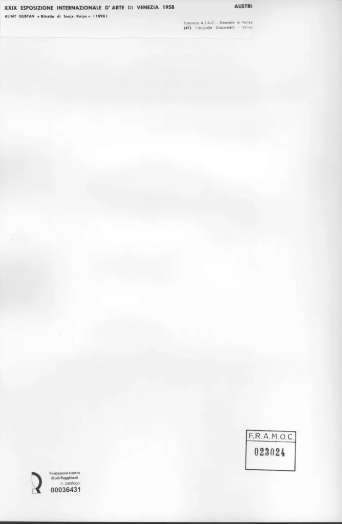 Giacomelli , Klimt, Gustav - sec. XIX - Ritratto di Sonja Knips , retro