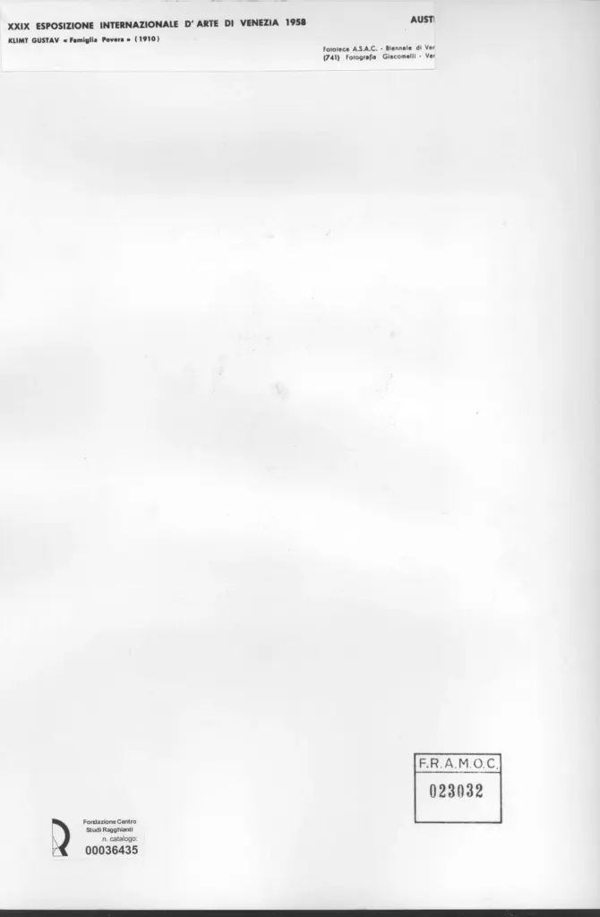 Giacomelli , Klimt, Gustav - sec. XX - Famiglia Povera , retro