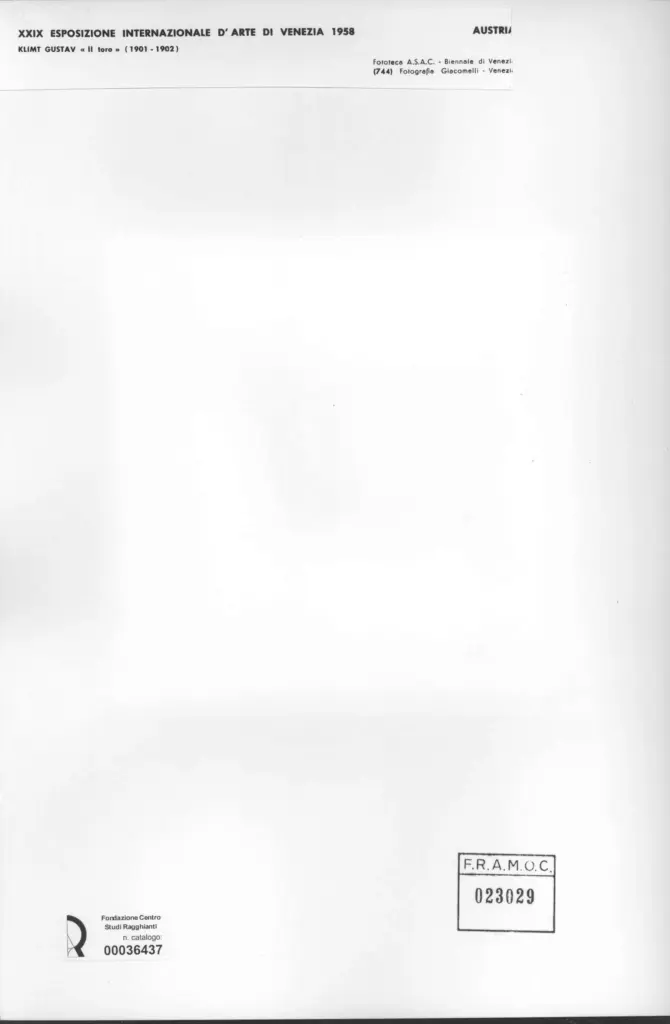 Giacomelli , Klimt, Gustav - sec. XX - Il toro , retro