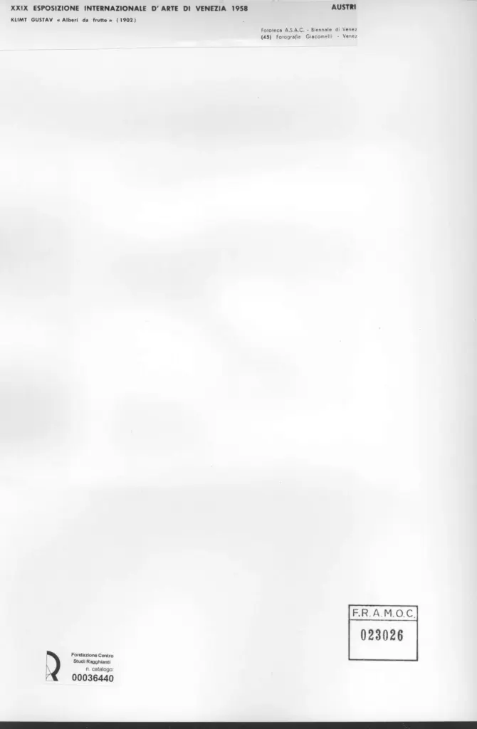 Giacomelli , Klimt, Gustav - sec. XX - Alberi da frutto , retro