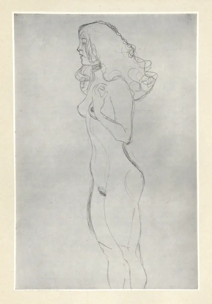Anonimo , Klimt, Gustav - sec. XIX - Nudo femminile , fronte