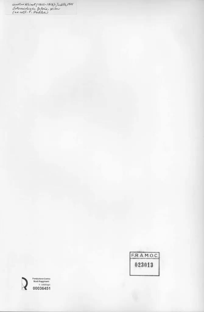 Anonimo , Klimt, Gustav - sec. XX - Giuditta , retro