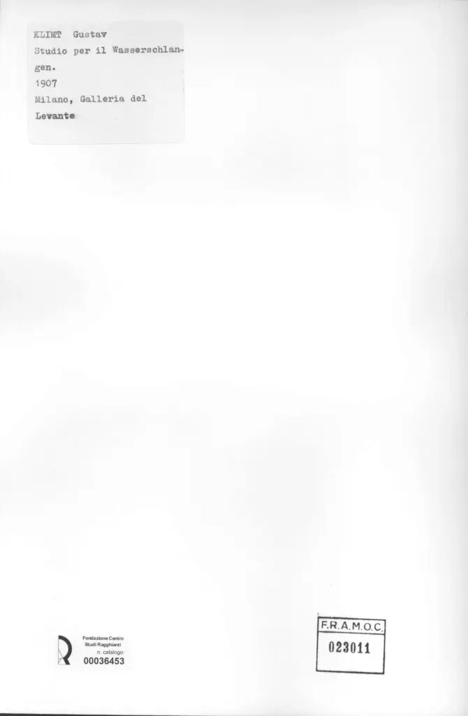 Anonimo , Klimt, Gustav - sec. XX - Studio per il Wasserschlangen , retro