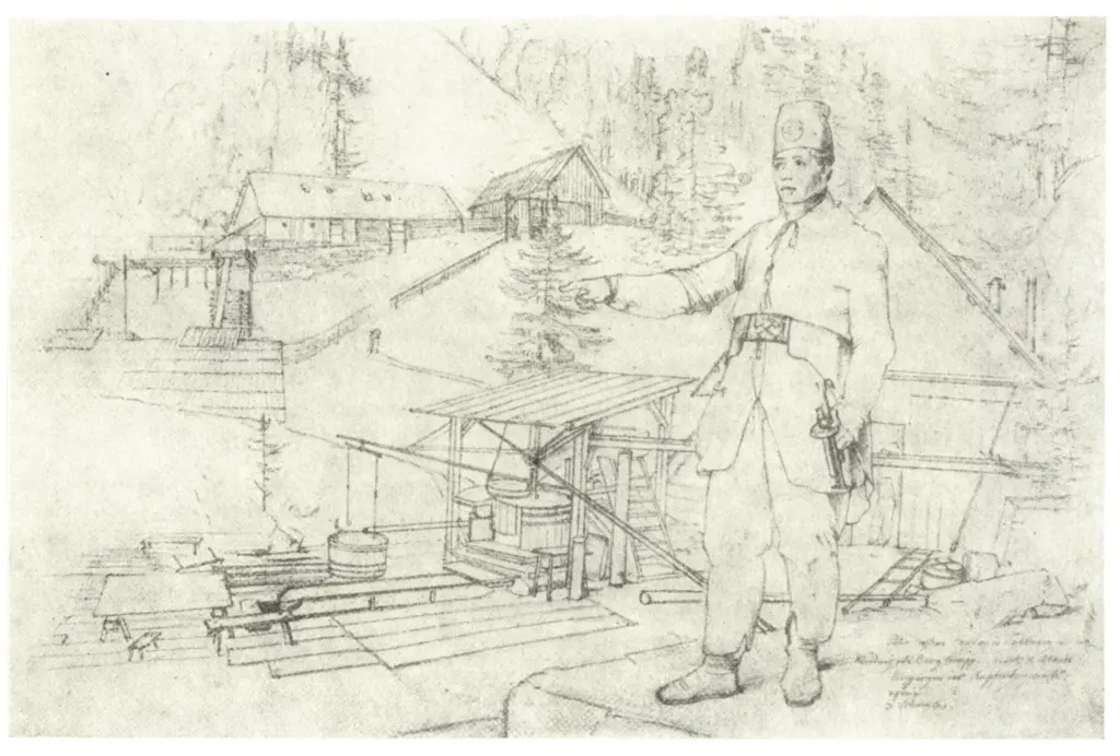 Anonimo , Loder, Matth&auml;us - sec. XVIII/ XIX - Bergmann vor H&uuml;ttenbetrieb , fronte