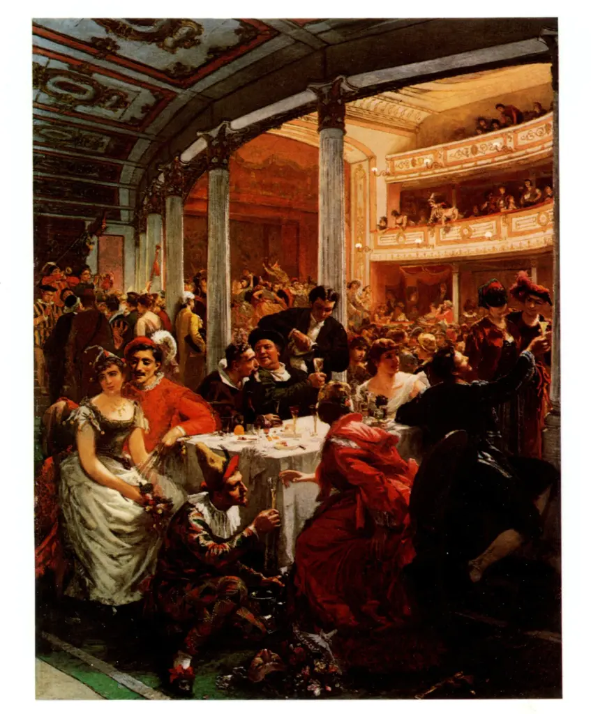 Anonimo , Schonn, Alois - sec. XIX - Maskenball im Theater , fronte