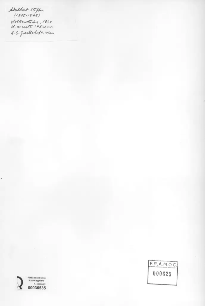 Anonimo , Stiffer, Adalbert - sec. XIX - Studio di nuvole , retro