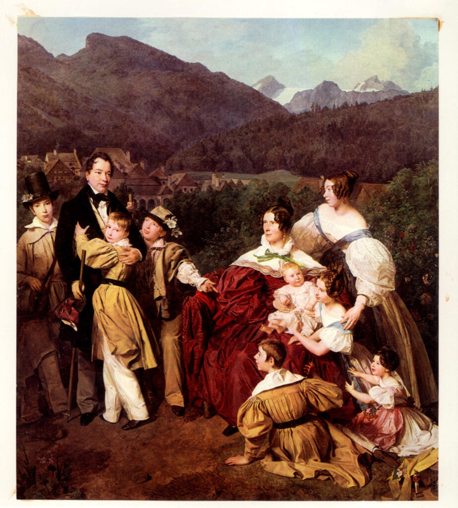 Anonimo , Waldmüller, Ferdinand Georg - sec. XIX - Die familie des wiener Notars dr Josef August Eltz in Ischl , fronte