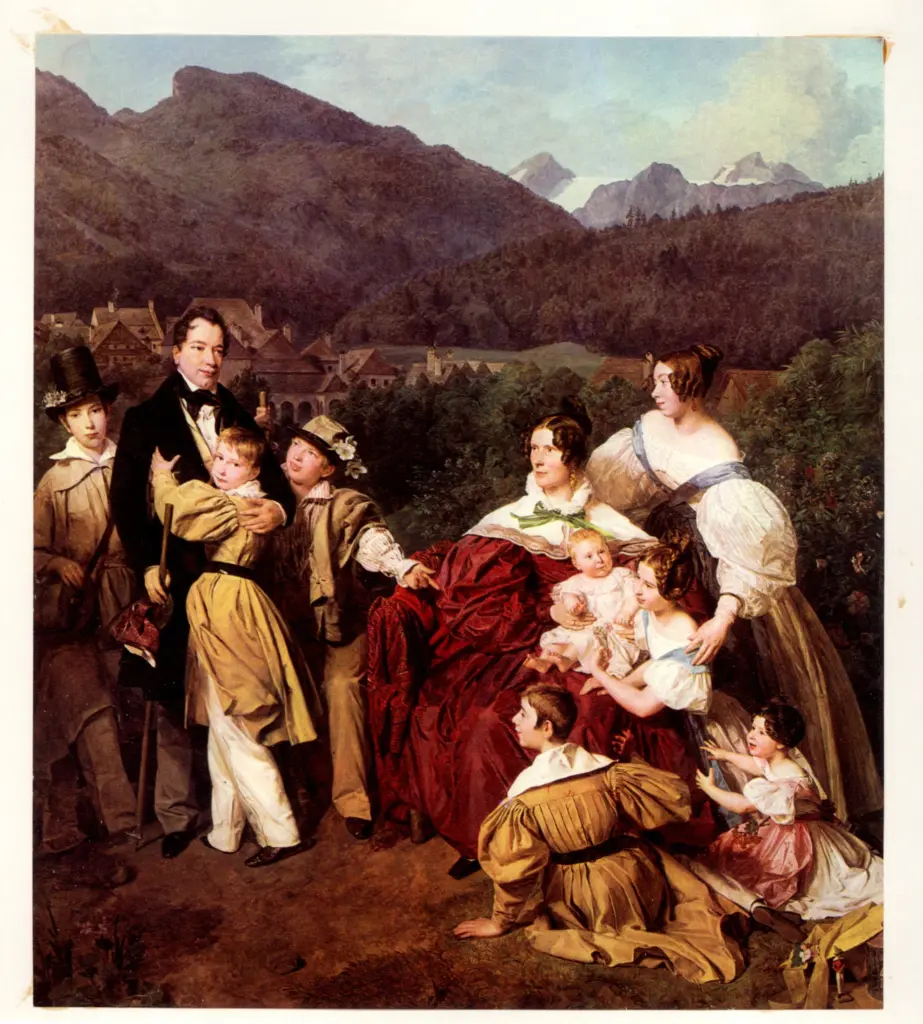 Anonimo , Waldm&uuml;ller, Ferdinand Georg - sec. XIX - Die familie des wiener Notars dr Josef August Eltz in Ischl