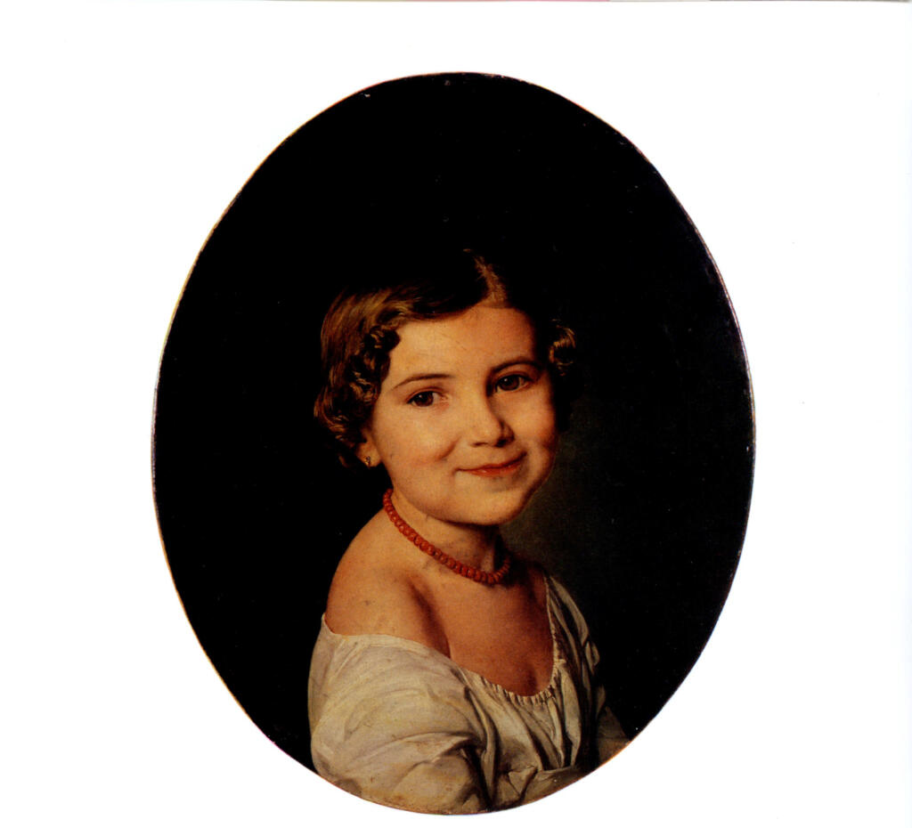 Anonimo , Waldmüller, Ferdinand Georg - sec. XIX - Ritratto di ragazzina con collana di corallo , fronte