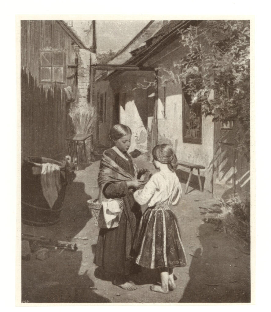 Anonimo , Waldmüller, Ferdinand Georg - sec. XIX - Kinder im Hof , fronte