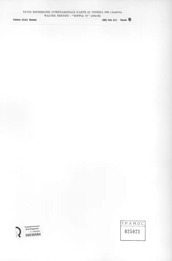 A.F.I. Agenzia Fotografica Industriale , Bertoni, Walter - sec. XX - Doppia D , retro
