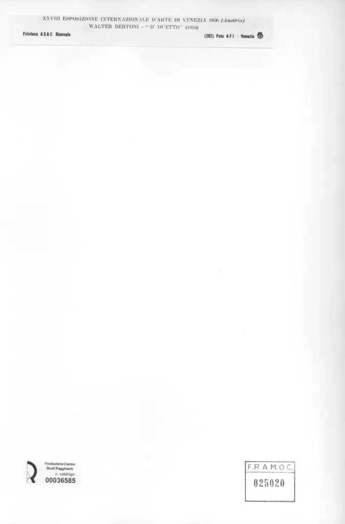A.F.I. Agenzia Fotografica Industriale , Bertoni, Walter - sec. XX - B duetto , retro