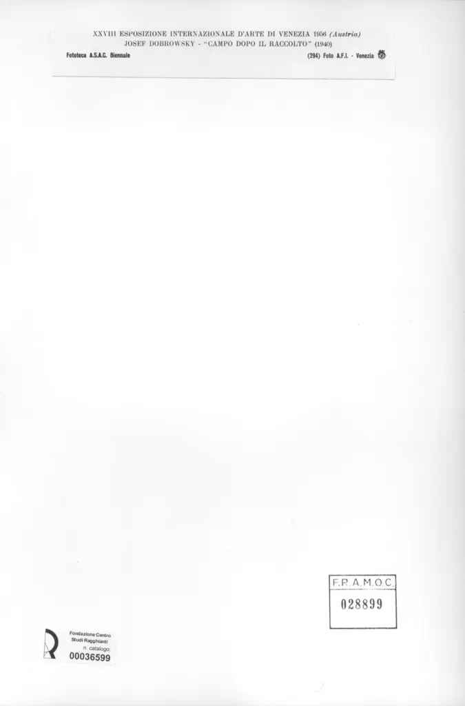 A.F.I. Agenzia Fotografica Industriale , Dobrowsky, Josef - sec. XX - Campo dopo il raccolto , retro