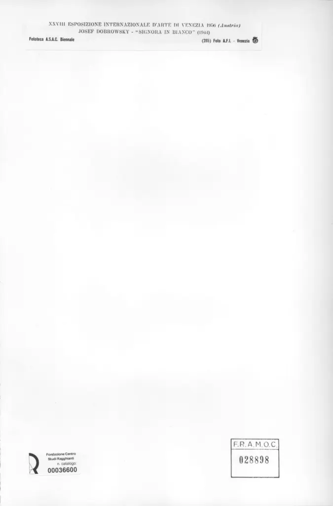 A.F.I. Agenzia Fotografica Industriale , Dobrowsky, Josef - sec. XX - Signora in bianco , retro