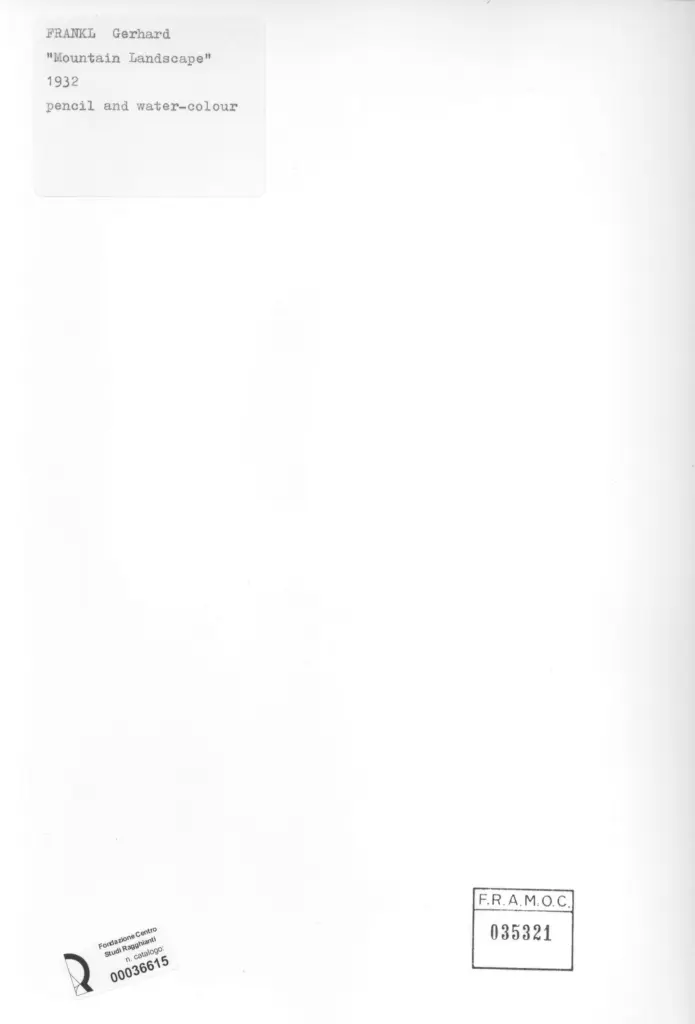 Anonimo , Frankl, Gerhard - sec. XX - Paesaggio di montagna , retro
