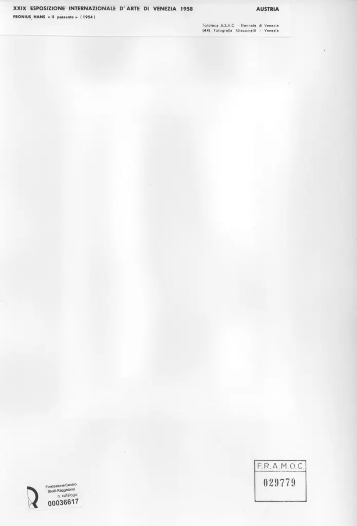 Giacomelli , Fronius, Hans - sec. XX - Il passante , retro