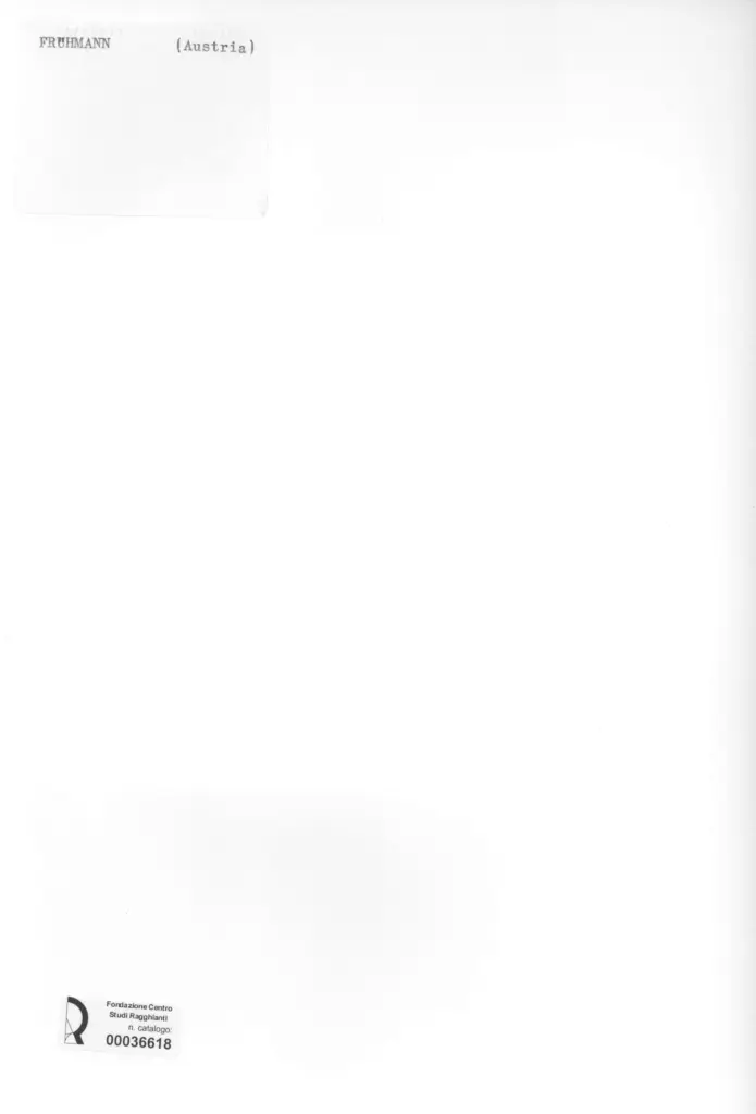 Anonimo , Fruhmann, Johann - sec. XX - Composizione , retro