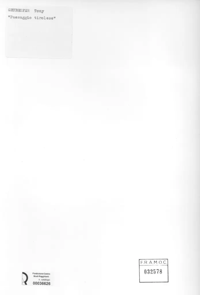 Anonimo , Grubhofer, Tony - sec. XIX/ XX - Paesaggio tirolese , retro
