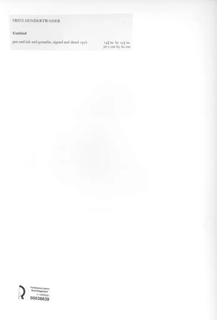 Anonimo , Hundertwasser, Fritz - sec. XX - Composizione , retro