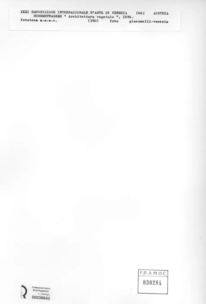 Giacomelli , Hundertwasser, Fritz - sec. XX - Architettura vegetale , retro