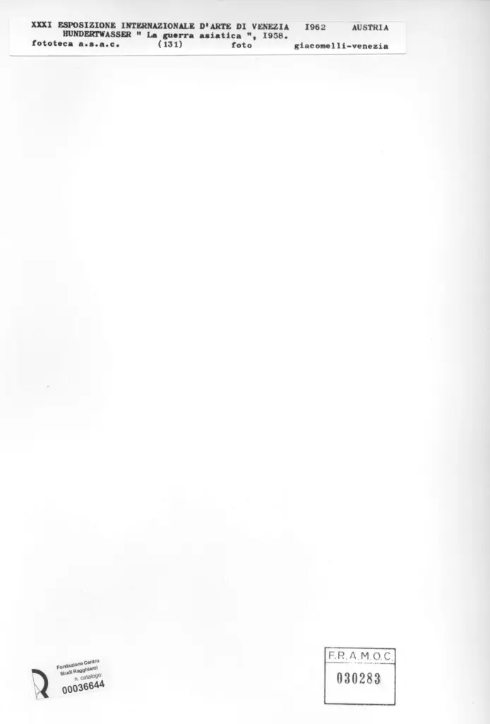 Giacomelli , Hundertwasser, Fritz - sec. XX - La guerra asiatica , retro