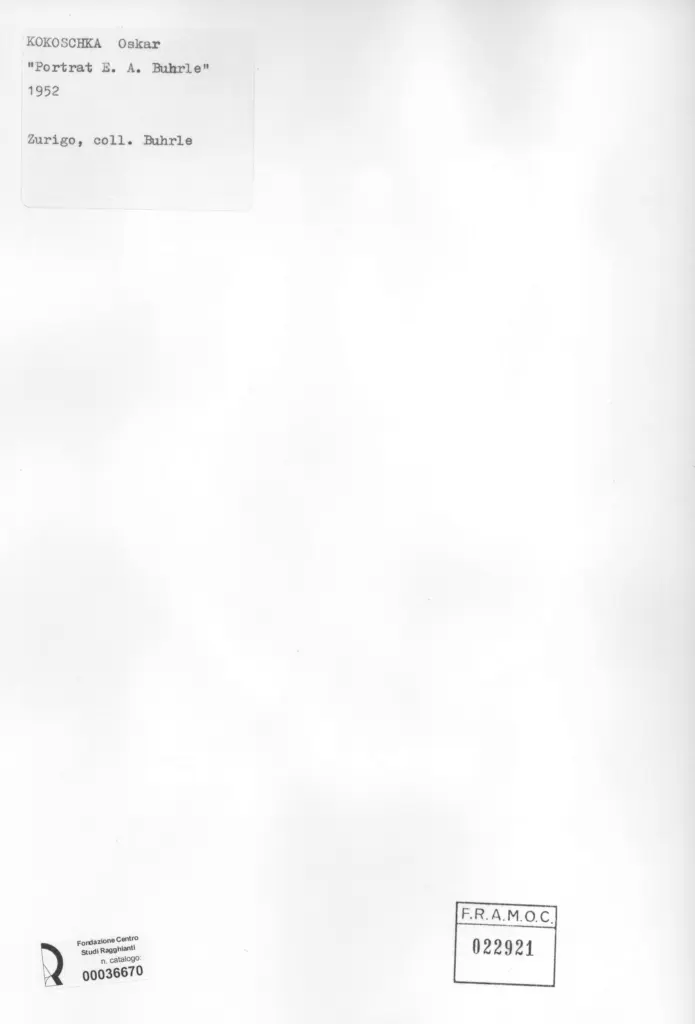 Anonimo , Kokoschka, Oskar - sec. XX - Ritratto di E. A. Buhrle , retro