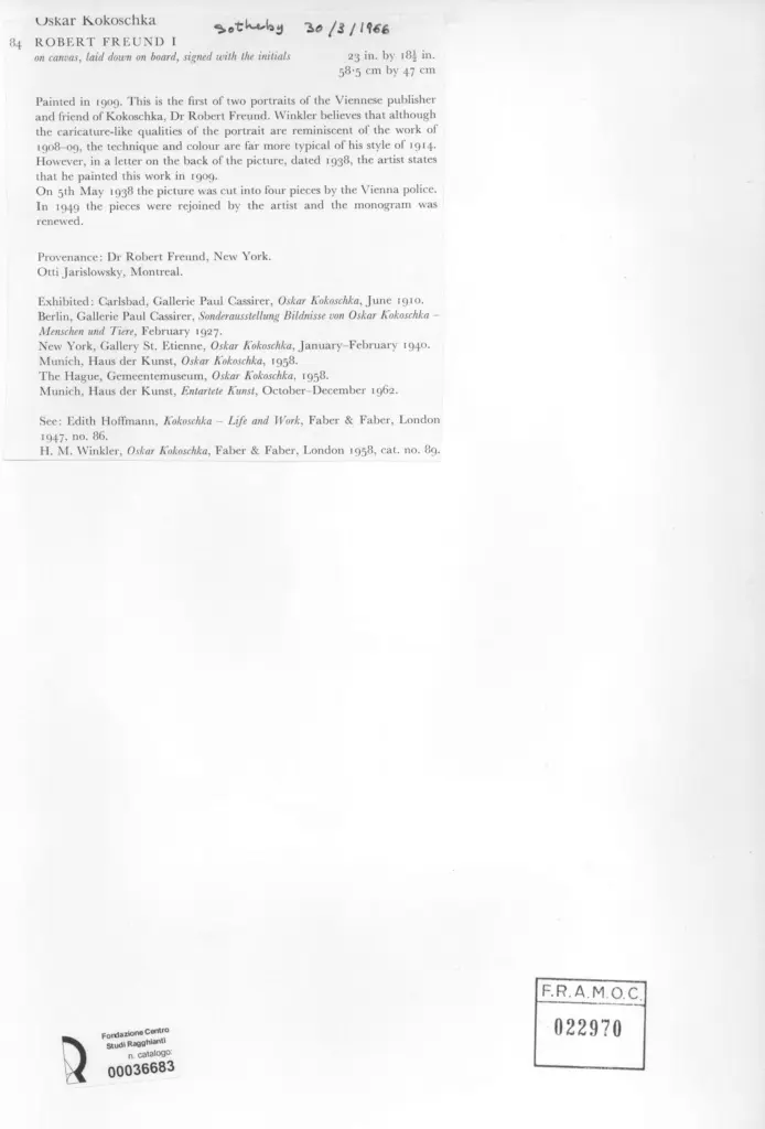 Anonimo , Kokoschka, Oskar - sec. XX , retro