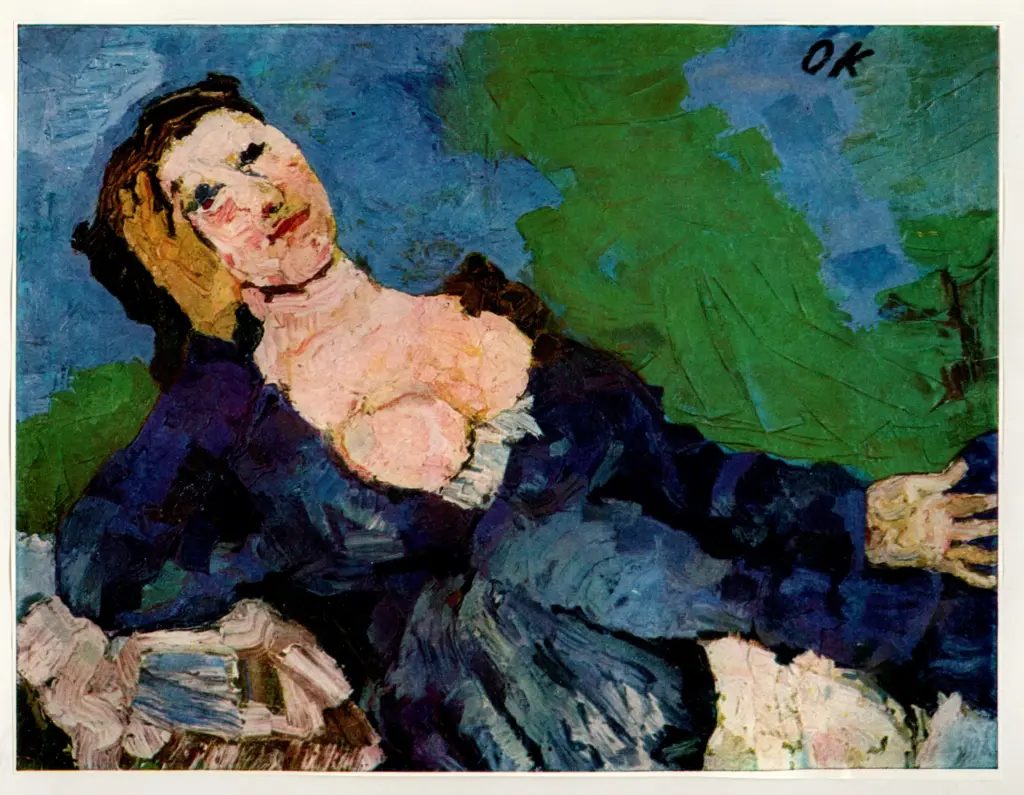 Anonimo , Kokoschka, Oskar - sec. XX - Donna in blu , fronte