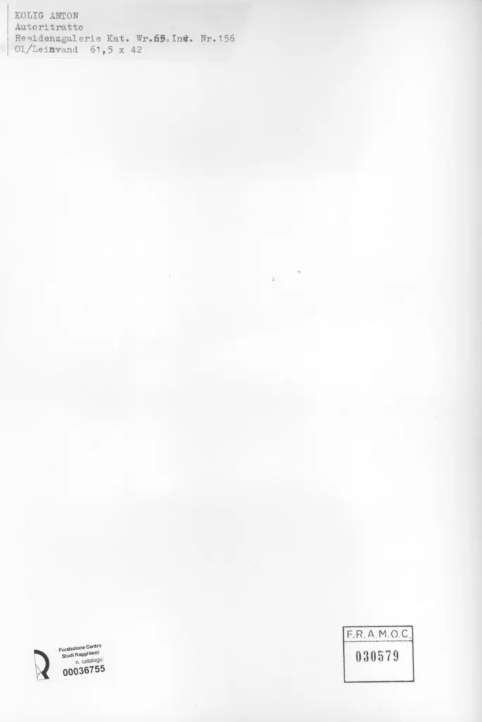 Anonimo , Kolig, Anton - sec. XX - Autoritratto , retro