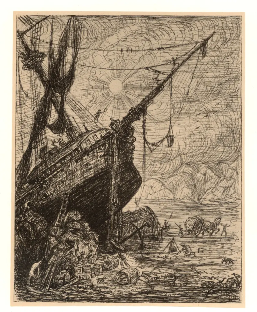 Kubin, Alfred , Gestrandetes schiff