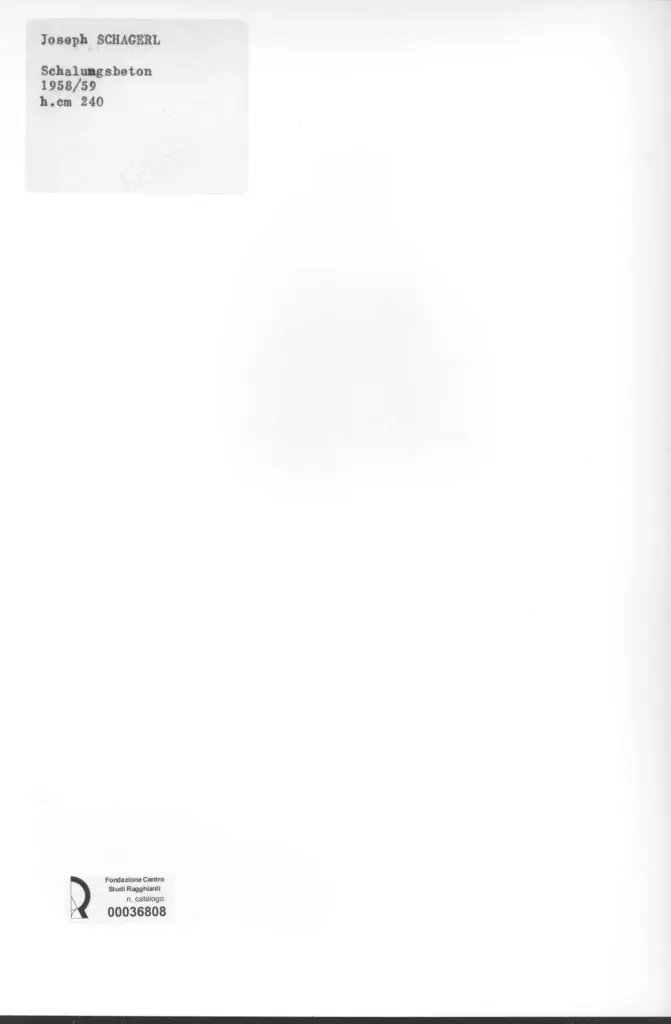 Anonimo , Schagerl, Joseph - sec. XX - Schalungsbeton , retro
