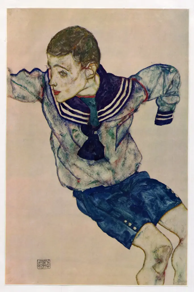 Anonimo , Schiele, Egon - sec. XX - Ritratto di ragazzo , fronte