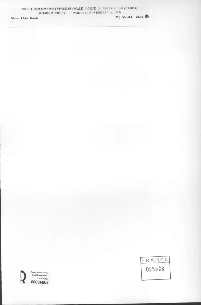 A.F.I. Agenzia Fotografica Industriale , Th&ouml;ny, Wilhelm - sec. XX - Parigi 11 Novembre , retro