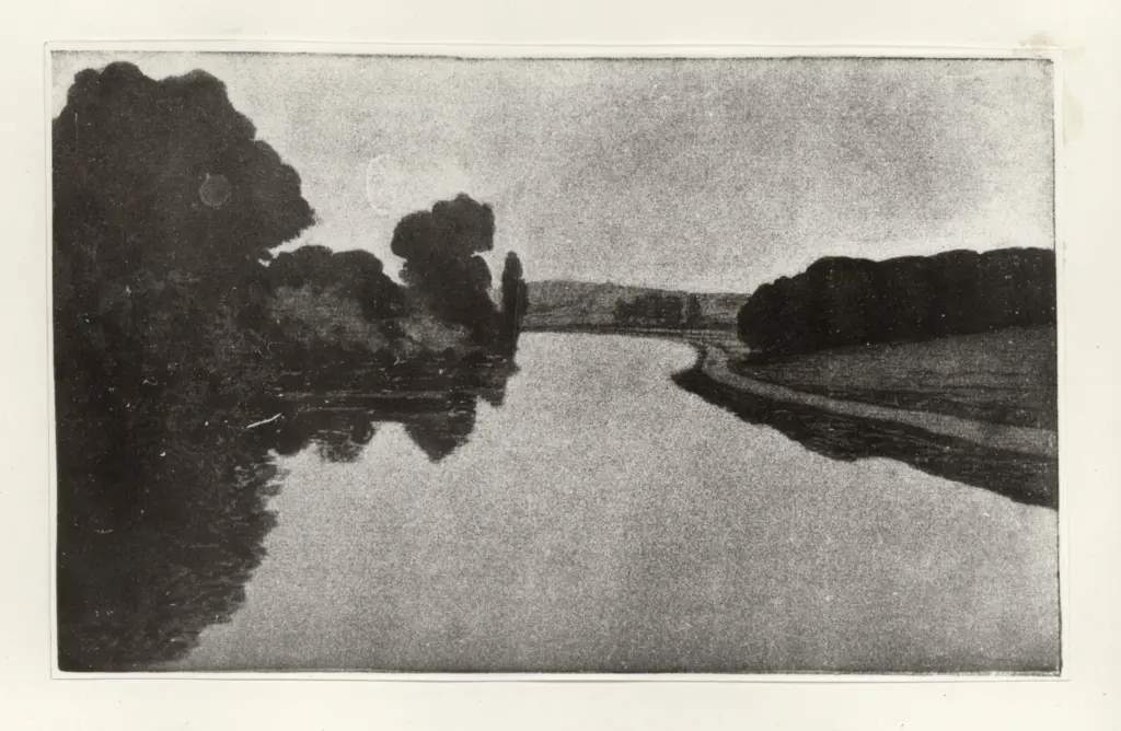 Delatre, E. , Paesaggio con fiume