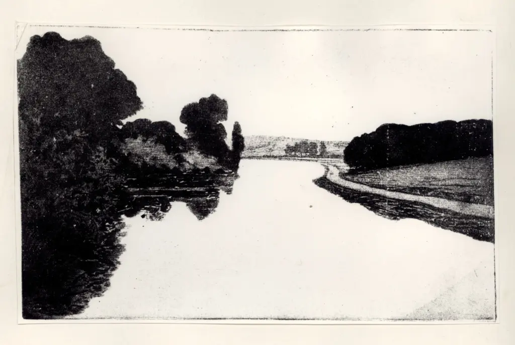 Delatre, E. , Paesaggio con fiume