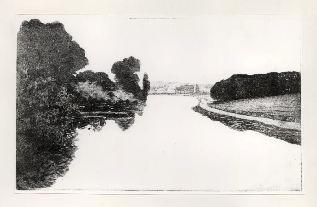 Delatre, E. , Paesaggio con fiume