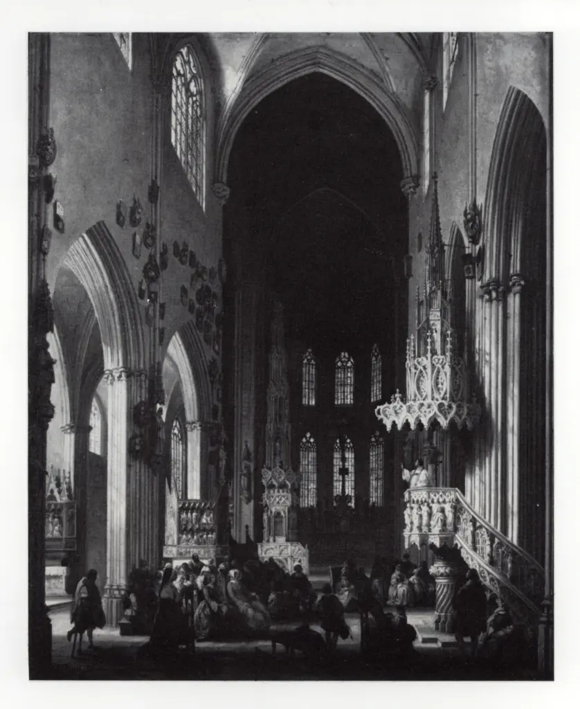 Anonimo , Genisson, J.V. - sec. XIX - A priest preaching in a cathedral interior , fronte