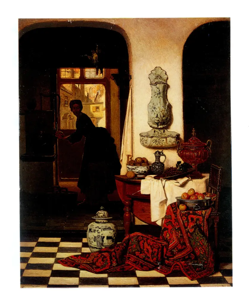 Anonimo , Grips, Charles Henry Joseph - sec. XIX - A woman at the pump in a dutch interior , fronte