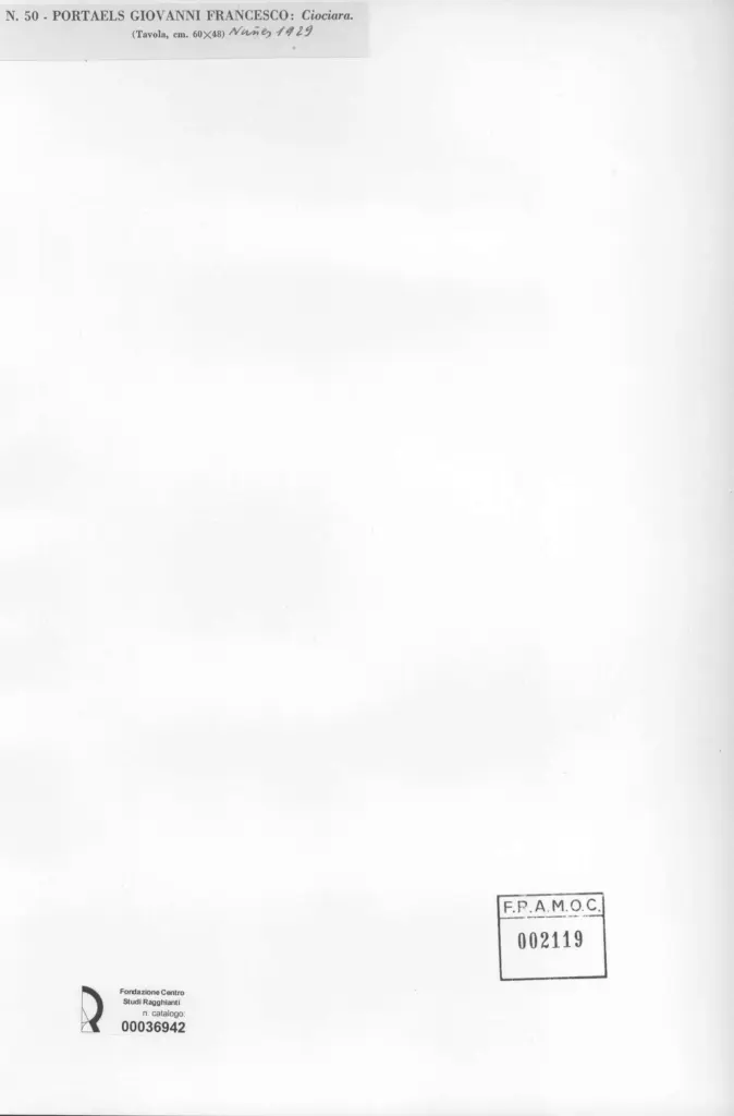 Anonimo , Portaels, Francesco Giovanni - sec. XX - Ciociara , retro