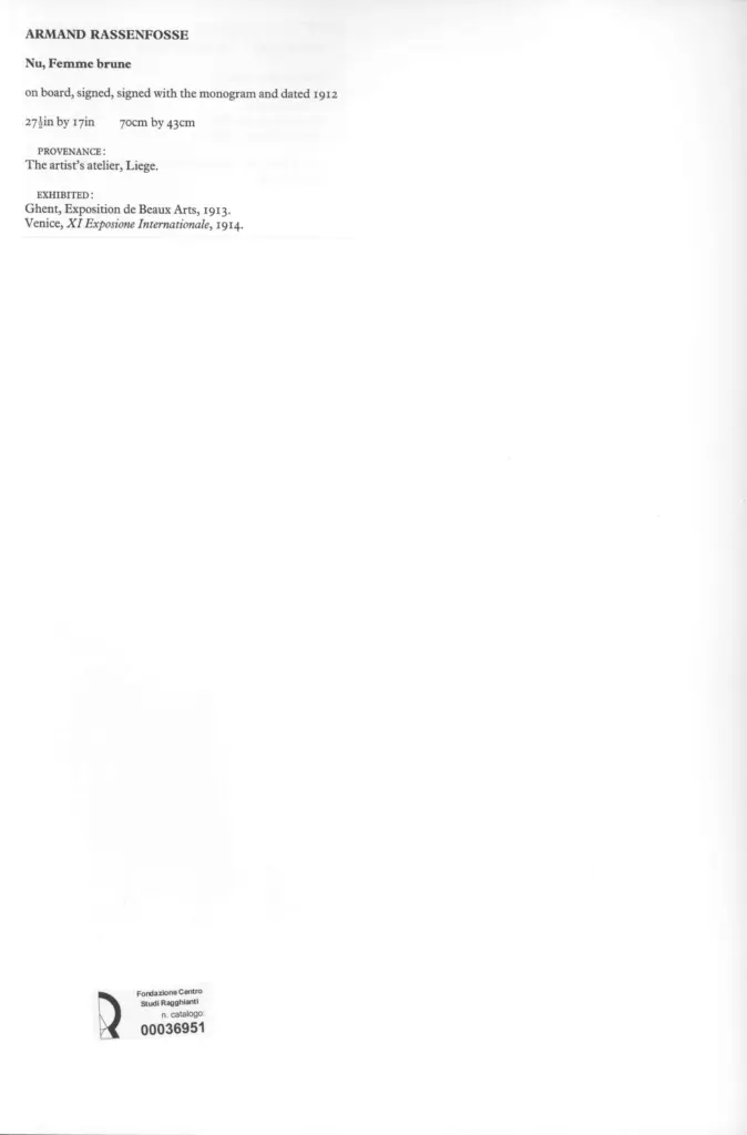 Anonimo , Rassenfosse, Armand - sec. XX , retro