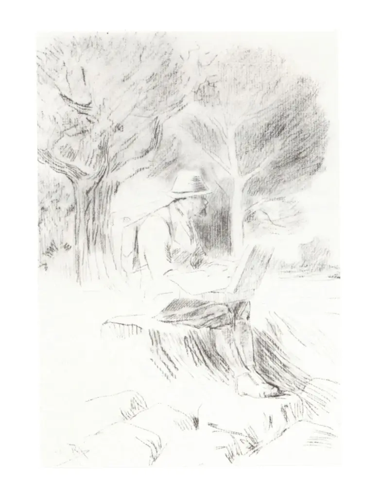 Rops, Felicien , Peintre au Travail